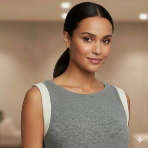 GAP Grey and Ivory Boatneck Sleeveless Sweatshirt-like Top Size S